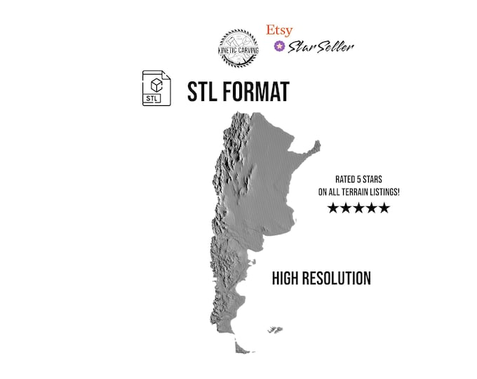 Argentina Terrain File – 3D Topographic Map for CNC, 3D Printing, or 3D Lasering