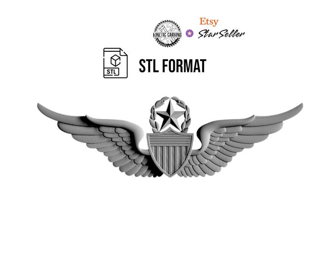 U.S. Aviation Wings (Master) STL – For Woodworking, 3-D Printing, 3-D Laser Engraving