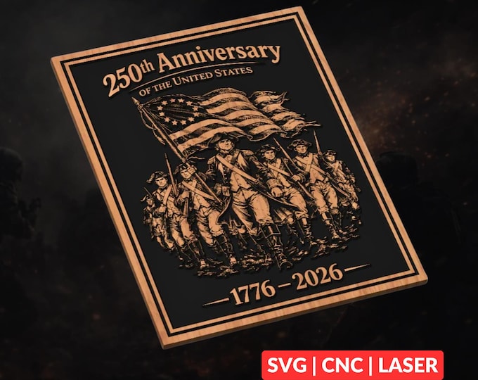 1776-2026 USA 250th Anniversary Patriotic SVG | CNC Laser Cut File, Wood Wall Art, Glowforge Engraving, LightBurn Ready
