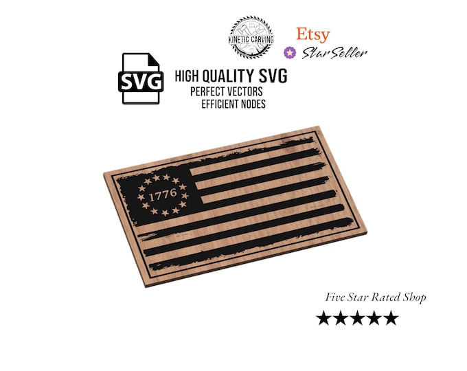 1777 Tattered USA Flag SVG | Betsy Ross Vintage American Flag Design for CNC, Laser, or Print