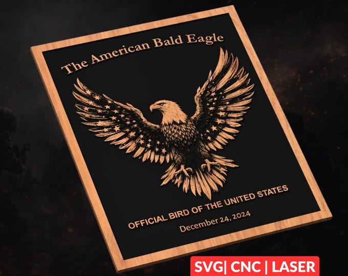 American Bald Eagle SVG | CNC Laser Cut File, Wood Wall Art, Glowforge Engraving, LightBurn Ready