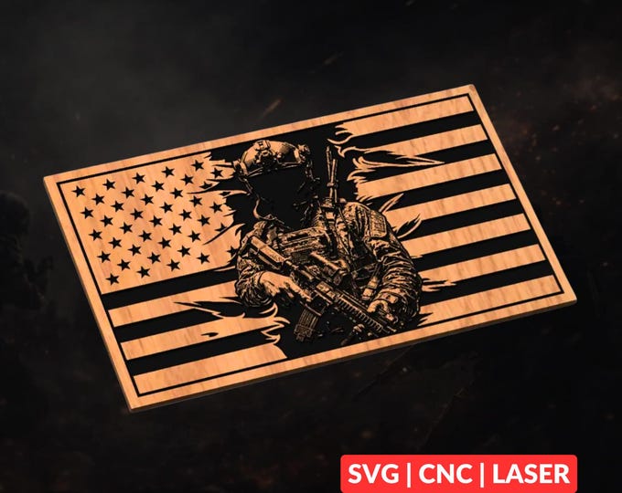 Tactical Soldier SVG | CNC Laser Cut File, Wood Wall Art, Glowforge Engraving, LightBurn Ready