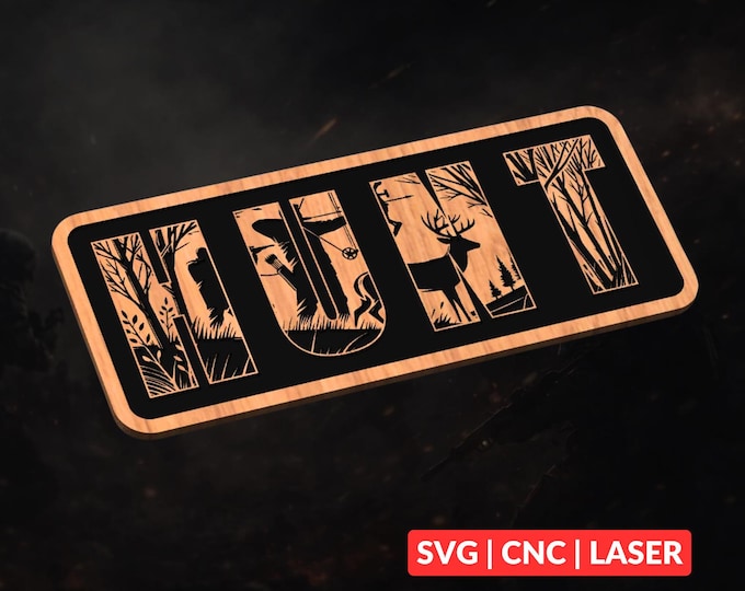 Hunting SVG | CNC Laser Cut File, Wood Wall Art, Glowforge Engraving, LightBurn Ready