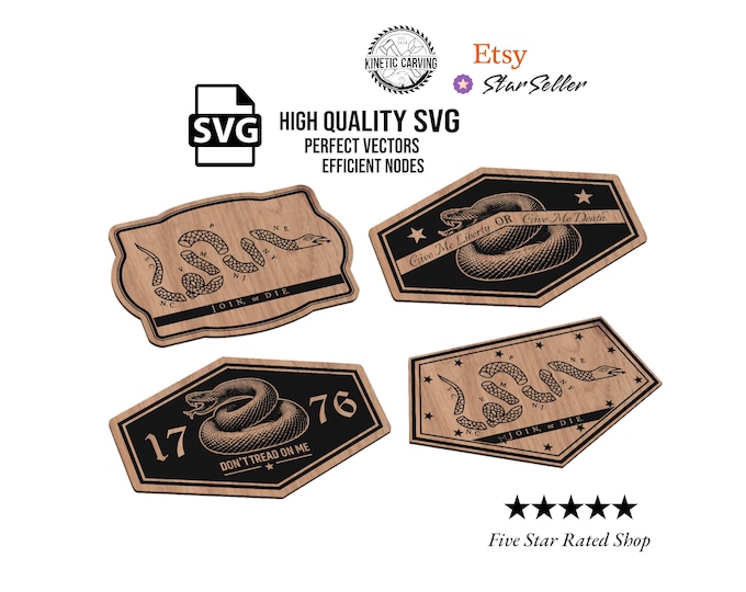 Patriotic Snake SVG Bundle | Revolutionary War and Colonial Snake Designs (Digital Download)