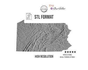 PennsylvaniaTerrain STL File: 3D Topographic Map for CNC/3D Printing (Digital Download)