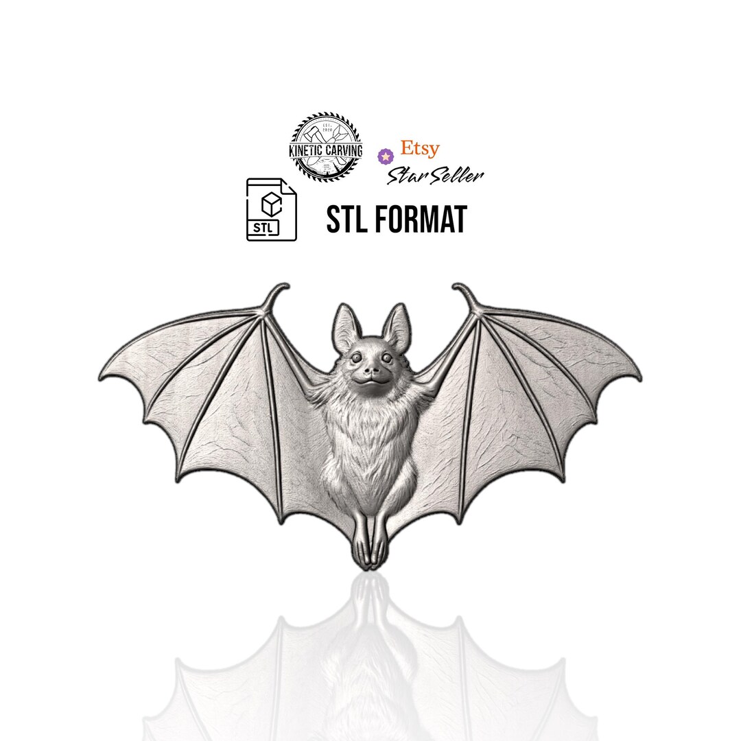 Bat File STL | 3D CNC Carving File, Wood Relief Art, 3D Printing Ready ...