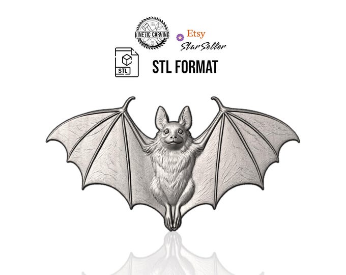 Bat STL File | Halloween CNC, 3D Printing, Laser Engraving Model (Digital Download)