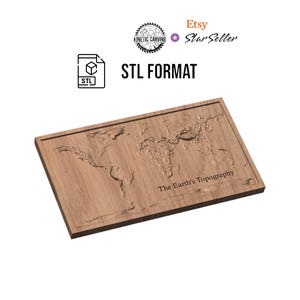 Modèle 3D STL de la topographie mondiale pour le travail du bois CNC