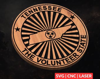 Tennessee Volunteer State Design SVG | Geography CNC Laser Cut File, Wood Wall Art, Glowforge Engraving, LightBurn Ready