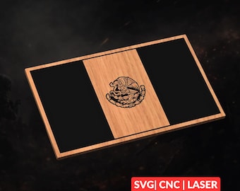 Bandeira do México em SVG | Arquivo para corte a laser CNC, arte de parede em madeira, gravação Glowforge, compatível com LightBurn