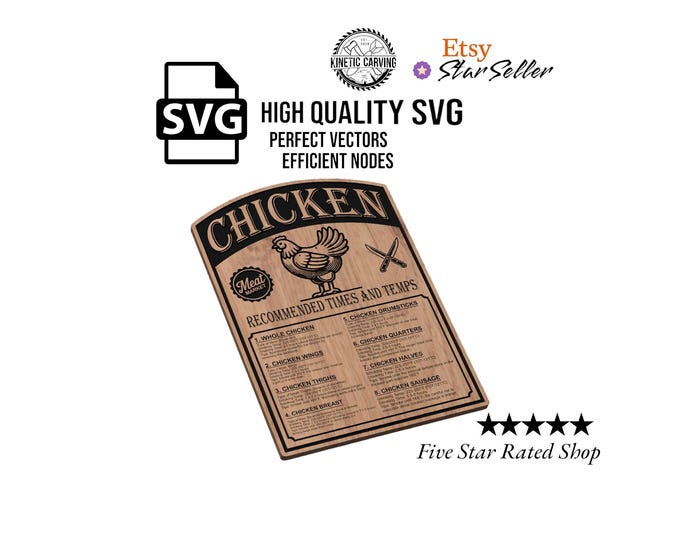 Chicken Smoking Chart Design SVG File for Woodworking, CNC, Printing and Lasering svg, dxf, eps, pdf