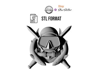 Combat Diver Badge STL File for Woodworking, CNC, Printing and Lasering