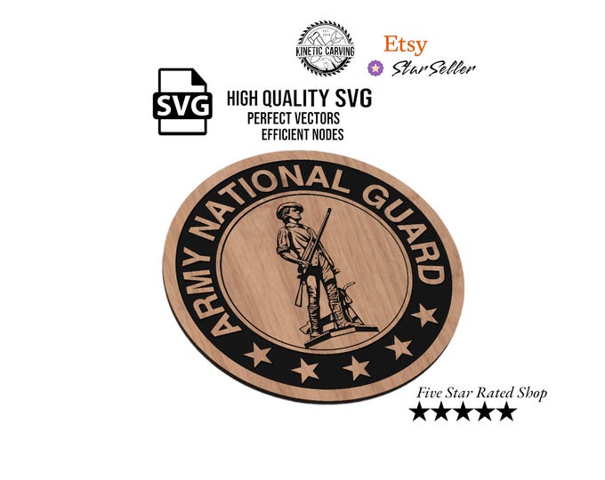 National Guard Military SVG File for Woodworking, CNC, Printing and Lasering