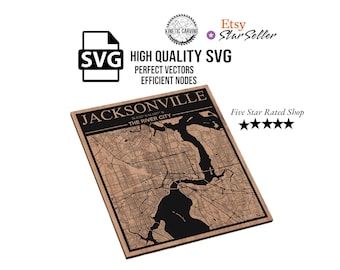 Jacksonville, Florida City Map SVG File for Woodworking, CNC, Printing and Lasering (Digital Download)