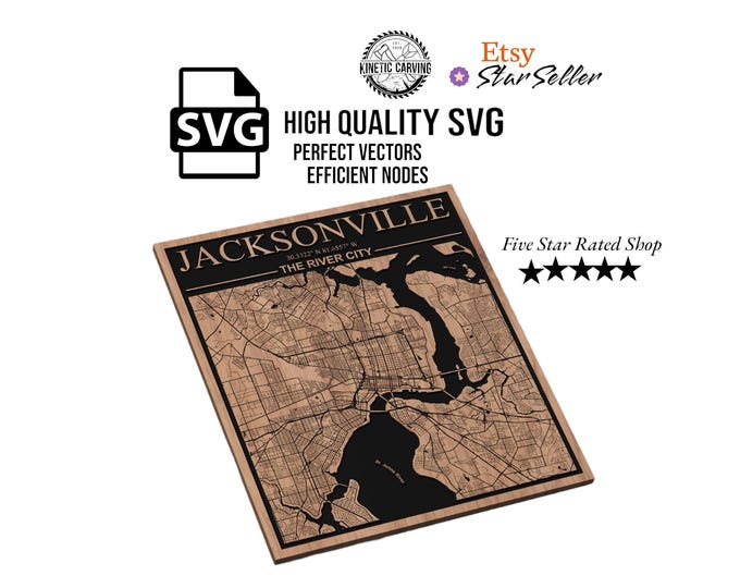Jacksonville, Florida City Map SVG File for Woodworking, CNC, Printing and Lasering (Digital Download)