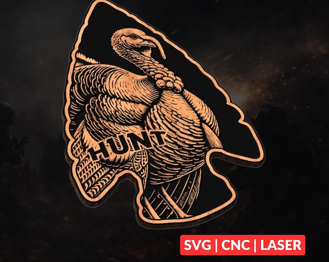 Wild Turkey Hunting SVG | CNC Laser Cut File, Wood Wall Art, Glowforge Engraving, LightBurn Ready