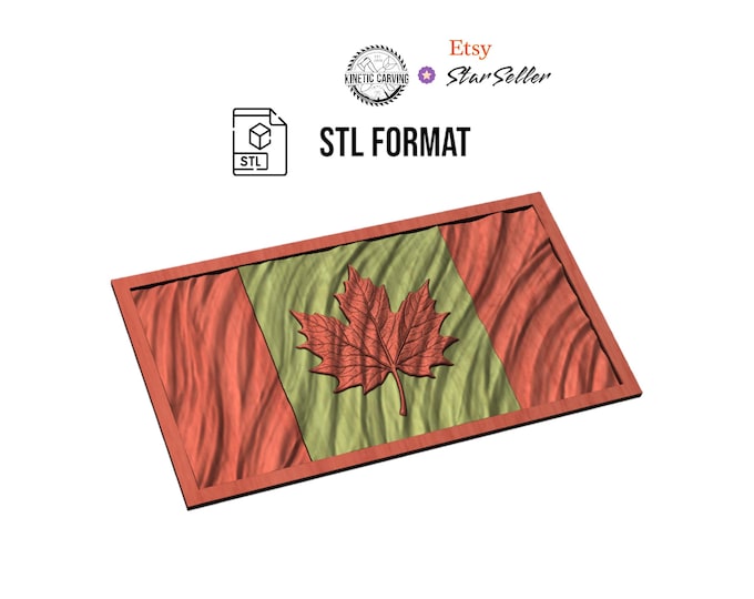 Canada Wavy Flag: Realistic Maple Leaf, CNC Woodworking (Digital Download)