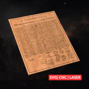 Declaration of Independence SVG | patriotic CNC Laser Cut File, Wood Wall Art, Glowforge Engraving, LightBurn Ready