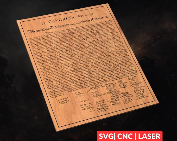 Declaration of Independence SVG | CNC Laser Cut File, Wood Wall Art, Glowforge Engraving, LightBurn Ready
