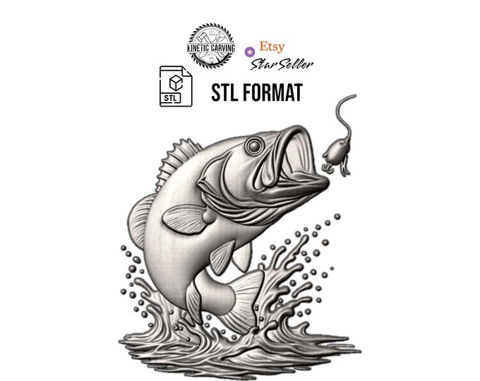 Large Mouth Bass STL File: 3D Model for CNC, Printing, Laser Engraving (Digital Download)