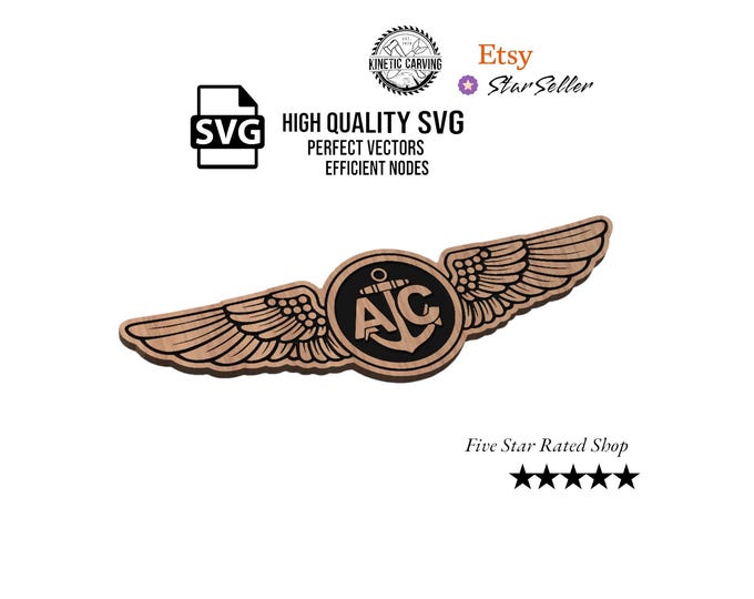 Naval Aircrew Wings SVG: US Navy Aviation Badge (Digital Download svg, dxf, eps, pdf