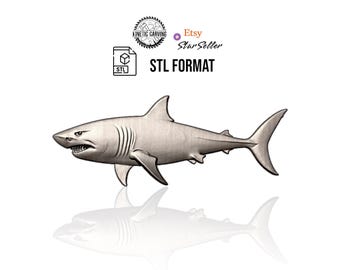 Great White Shark STL File | 3D Model for CNC Cutting, 3D Printing, and 3D Laser Engraving