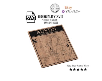 Austin, Texas City Map SVG File for Woodworking, CNC, Printing and Lasering (Digital Download)