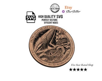 Whale Sea Scene SVG File: Moby Dick CNC Laser Cut Design (Digital Download)