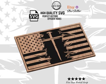 American Flag Nail Cross SVG | CNC & Laser Ready Design (Digital Download)