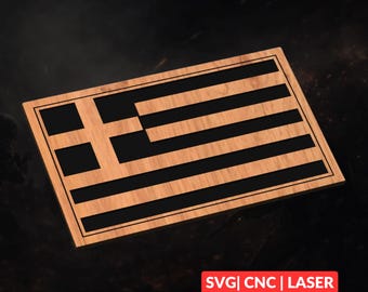 Greece Flag SVG | CNC Laser Cut File, Wood Wall Art, Glowforge Engraving, LightBurn Ready