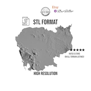 Modèle 3D STL du Cambodge pour impression 3D, travail du bois CNC