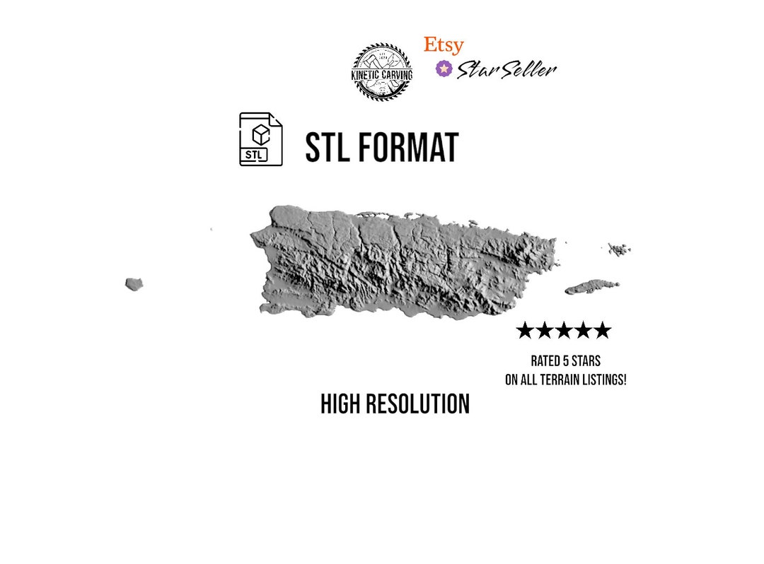 Puerto Rico Cnc Router File Puerto Rico STL | 3D CNC Relief File, Woodworking, 3D Printing, Laser ...