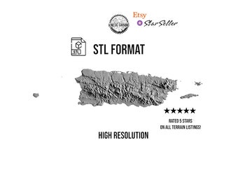 Puerto Rico 3D Model STL File: All Islands (Digital File)