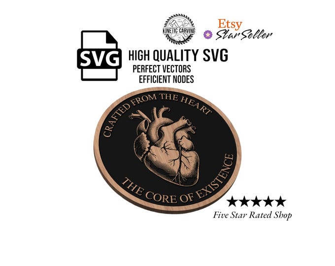 Anatomical Heart SVG File for Woodworking, CNC, Printing and Lasering svg, dxf, eps, pdf
