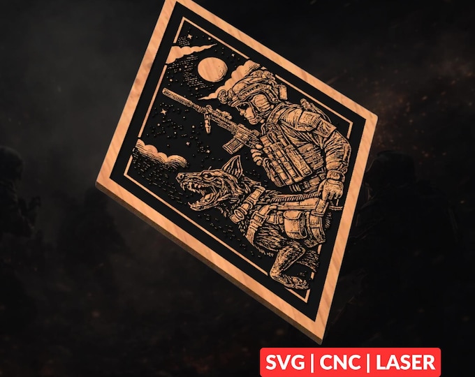 Special Forces K9 SVG | CNC Laser Cut File, Wood Wall Art, Glowforge Engraving, LightBurn Ready