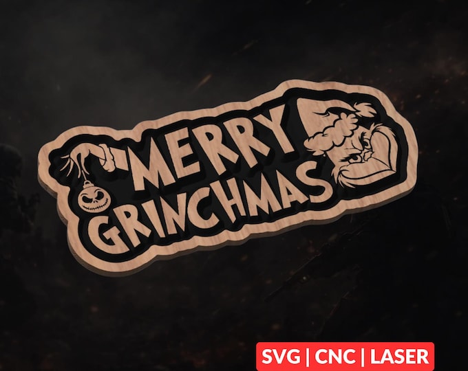 Grinchmas SVG | CNC Laser Cut File, Wood Wall Art, Glowforge Engraving, LightBurn Ready