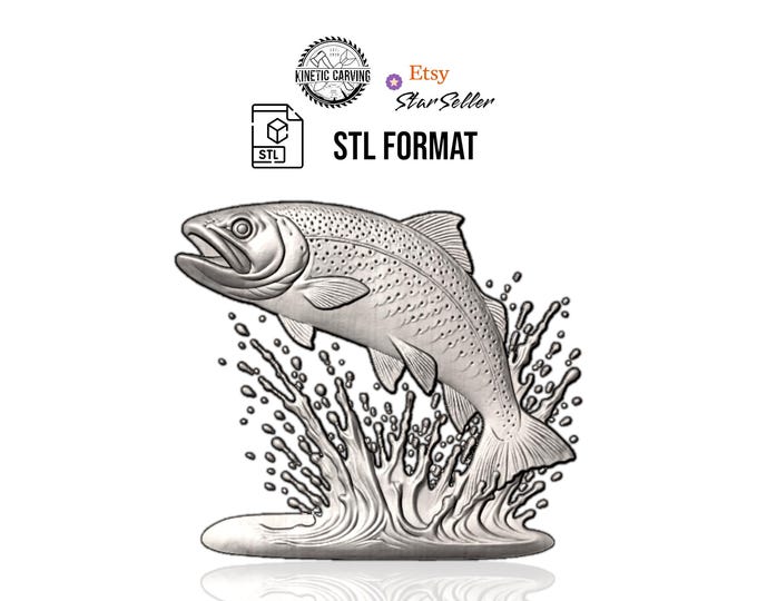 River Trout STL File: 3D Model for CNC, Printing, Laser Engraving (Digital Download)