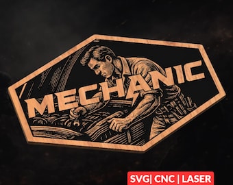 Mechanic SVG | CNC Laser Cut File, Wood Wall Art, Glowforge Engraving, LightBurn Ready