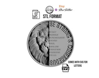 Christian Lion Relief 3D Model STL - Bible Verse CNC Laser File (Digital Download)