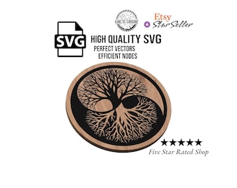 Tree of Life Yin Yang SVG: Laser Cut CNC Design (Digital Download)