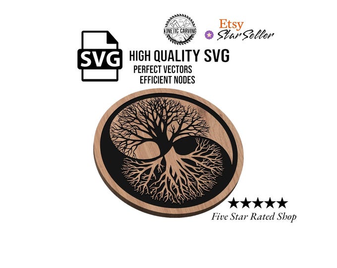 Tree of Life Yin Yang SVG: Laser Cut CNC Design (Digital Download)