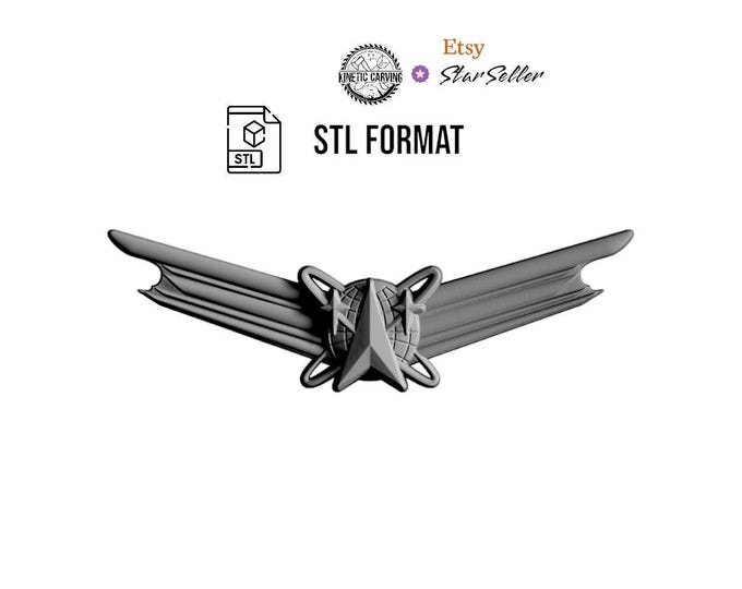 U.S. Military Space Operations Badge (Basic) STL for 3D Printing, CNC Woodworking
