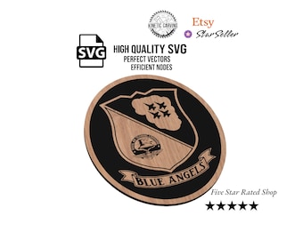 Navy Blue Angels SVG File: Aerobatic Flight Team Crest, CNC Laser Cut (Digital Download)