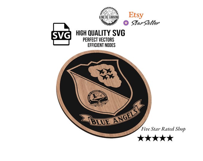 Navy Blue Angels SVG File: Aerobatic Flight Team Crest, CNC Laser Cut