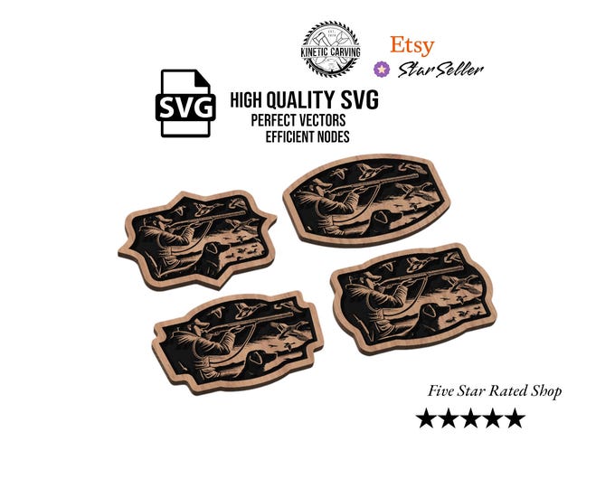 Duck Hunting Leather Patch Bundle SVG Files | Assorted Shapes for Hats, CNC & Laser Engraving