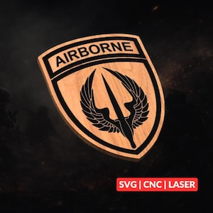 Archivo SVG militar de USASOAC para operaciones aerotransportadas / Archivo de corte láser CNC, arte de pared de madera, grabado Glowforge, listo para LightBurn