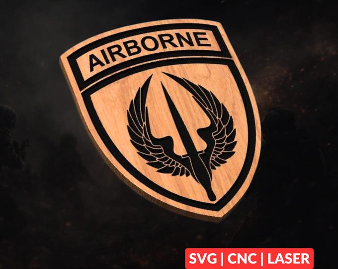 USASOAC Airborne SVG | CNC Laser Cut File, Wood Wall Art, Glowforge Engraving, LightBurn Ready