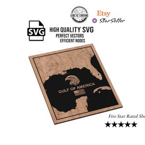 Fichier SVG de carte du golfe d'Amérique pour le travail du bois, CNC, impression et laser
