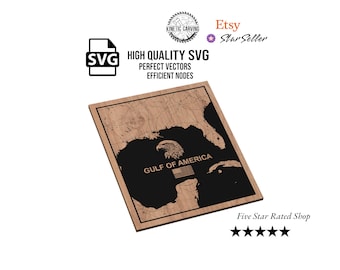Gulf of America Map SVG File for Woodworking, CNC, Printing and Lasering
