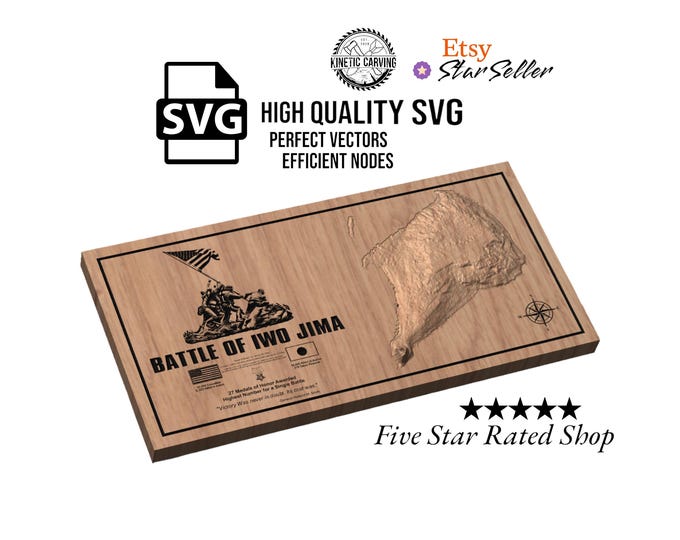 U.S. Marines Iwo Jima Terrain Battle Plaque for CNC Woodworking and Lasering